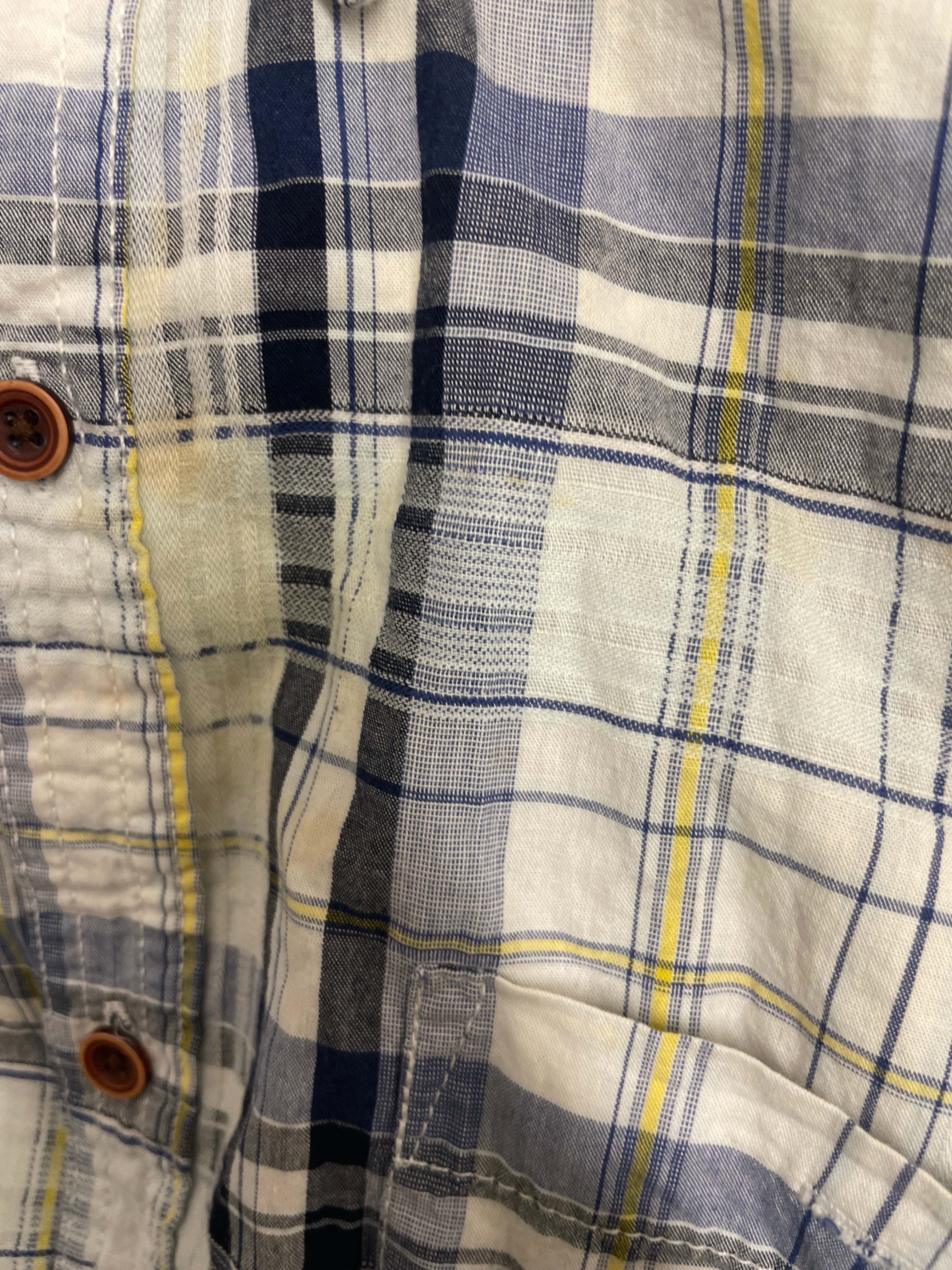 Rubynee  Vintage y2k dunnes mens short sleeve checkered shirt in blue