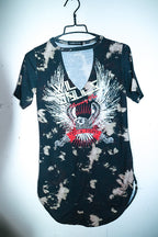 Women black Cameo rose V-neck mini dress UK 8|L33 W15|SKU 6624