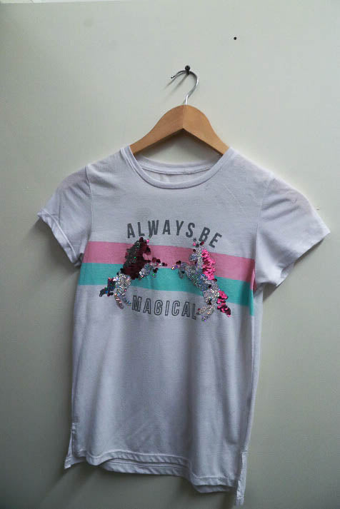 Vintage white always be magical graphics womens tshirt