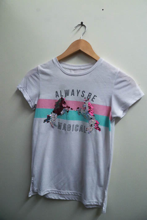 Vintage white always be magical graphics womens tshirt