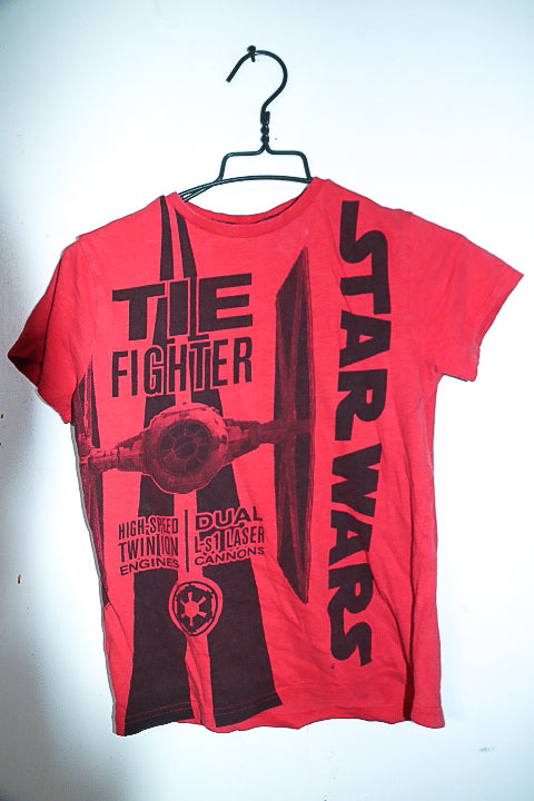 Vintage Kids 10YRS Star wars Tie Fighter graphics orange tees|SKU 6625