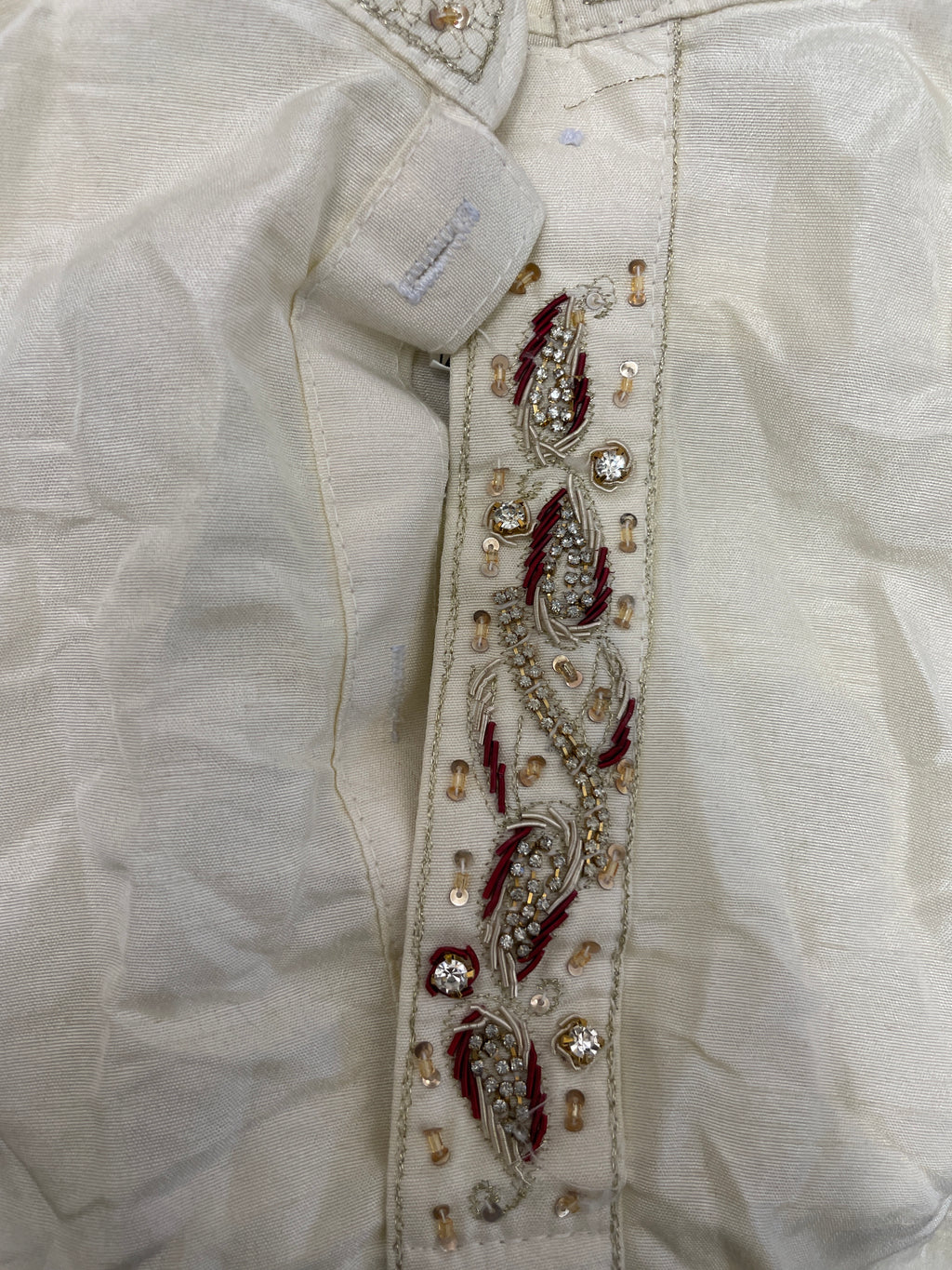 Rubynee Vintage y2k Men's Traditional Silk Kurta cream Shirt size S