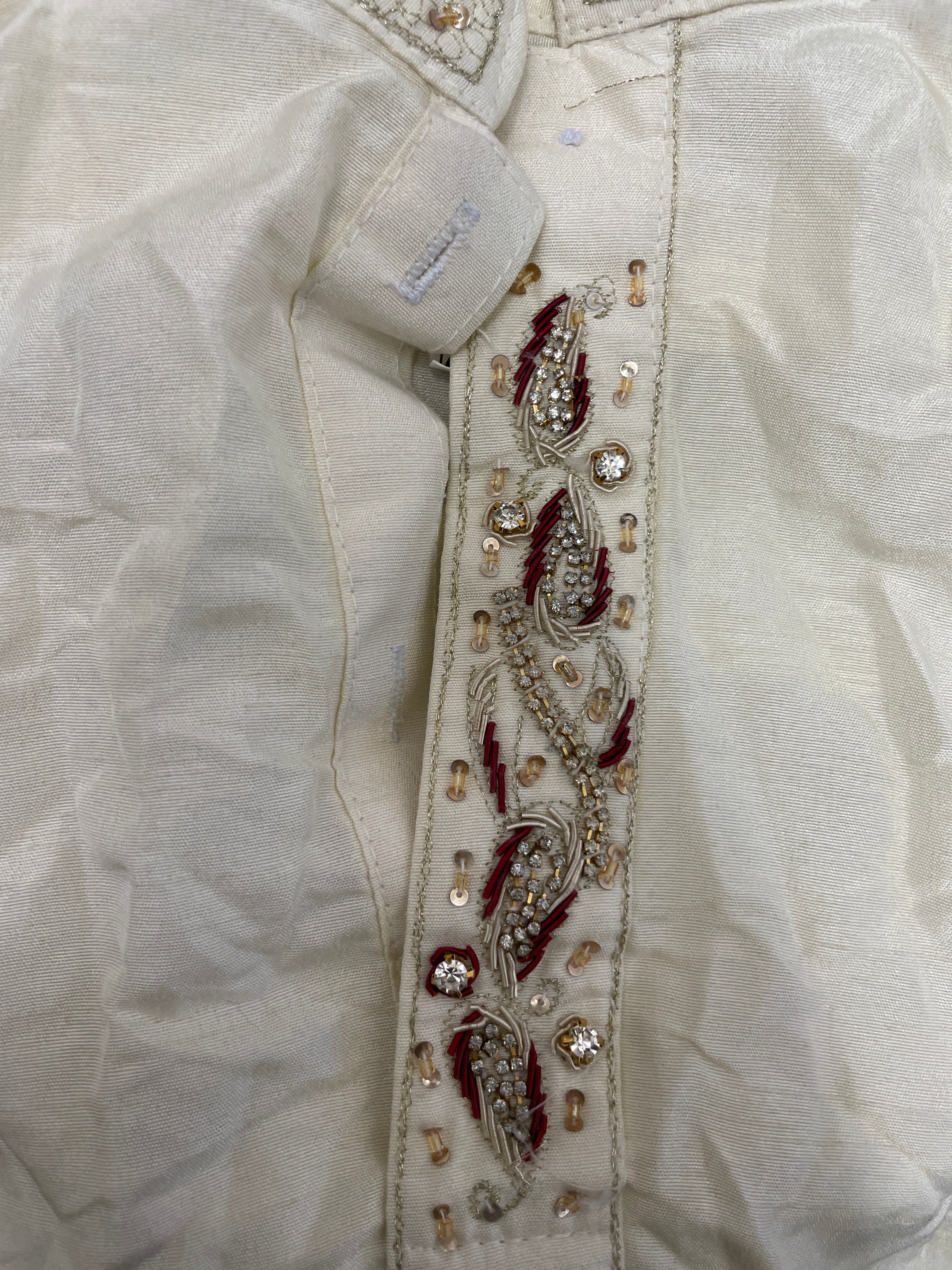 Rubynee Vintage y2k Men's Traditional Silk Kurta cream Shirt size S