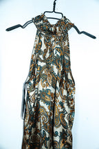 Vintage women Vero Moda multi paisley print sleeveless long silk dress XS|L27 W16|SKU 6626