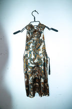 Vintage women Vero Moda multi paisley print sleeveless long silk dress XS|L27 W16|SKU 6626