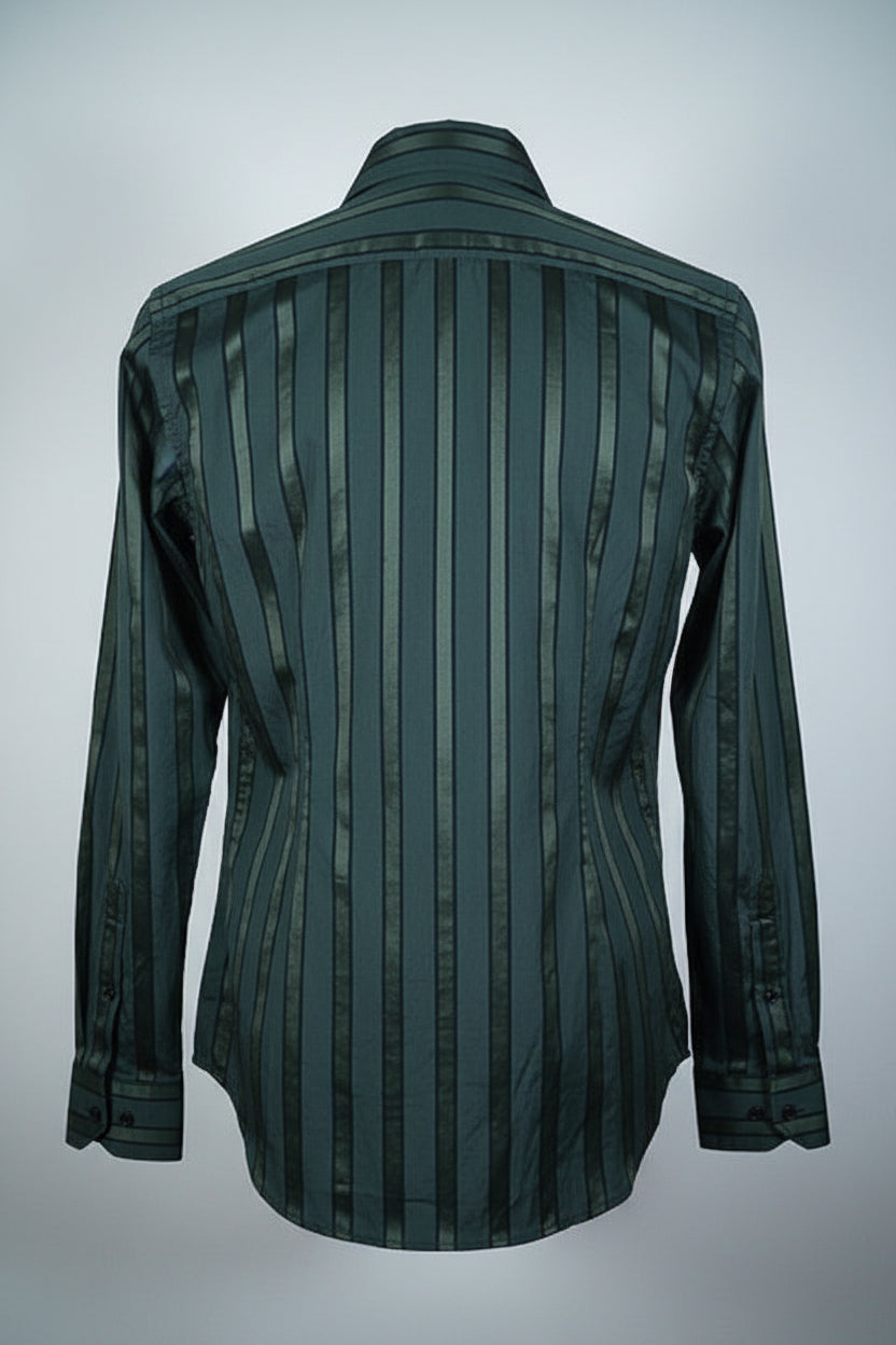 Vintage men black Zara Man vertical stripe shirt in S/M|L32 W20|SKU 6629