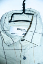 Vintage men Selected Homme cream check flannel long sleeve shirt M/L|L33W21|SKU 6630