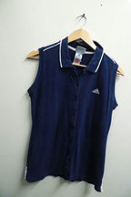 Vintage medium blue sleeveless adidas polo tees