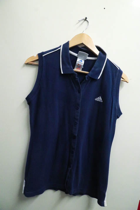 Vintage medium blue sleeveless adidas polo tees