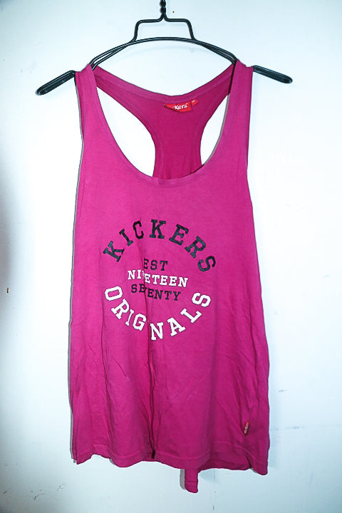 Vintage women Kickers original graphics 90's pink tank top size 14|L29 W19|SKU 6631