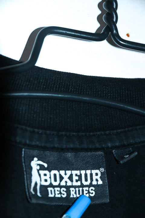 Vintage men black Boxeur Des Reus short sleeve polo shirt in S|L27 W21|SKU 6632