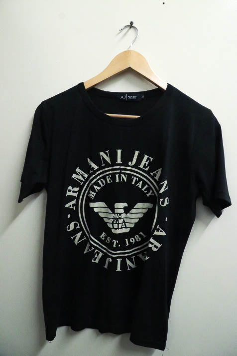 Vintage black medium mens Armani Jeans tshirt