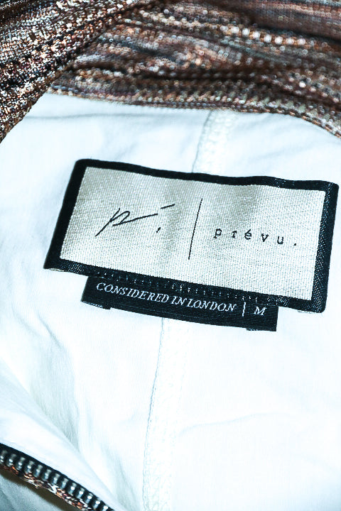 Vintage men Prevu Studio 1/4 zip pattern white polo shirt in M|L31 W19|SKU 6633