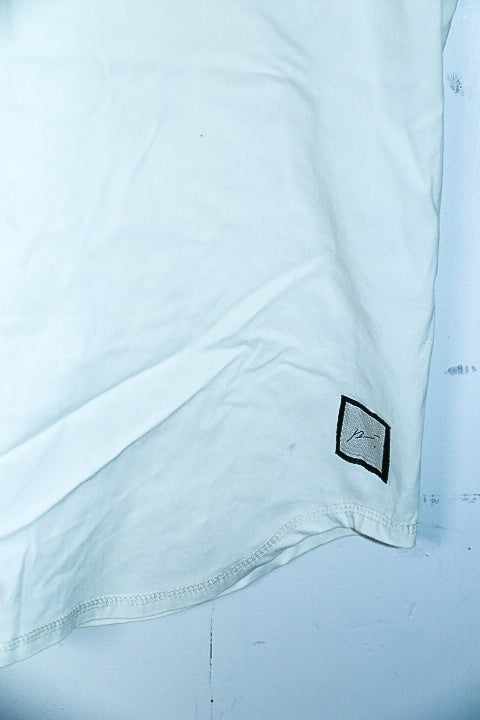 Vintage men Prevu Studio 1/4 zip pattern white polo shirt in M|L31 W19|SKU 6633