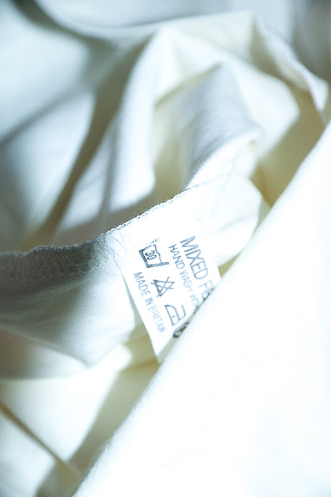 Vintage men Prevu Studio 1/4 zip pattern white polo shirt in M|L31 W19|SKU 6633