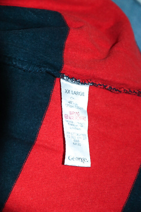 Vintage men George casual outfitter red & navy stripe oversize polo XXL|L33W26|SKU 6636