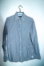 Vintage men Tommy Hilfiger blue multi stripe long sleeve shirt in L|L33W22|SKU 6637