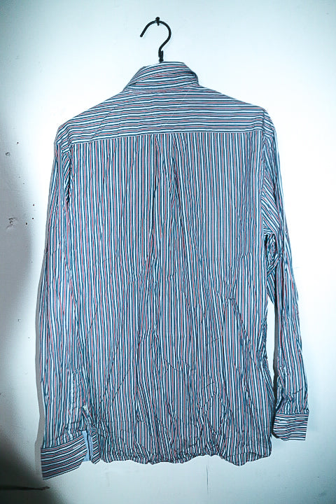Vintage men Tommy Hilfiger blue multi stripe long sleeve shirt in L|L33W22|SKU 6637