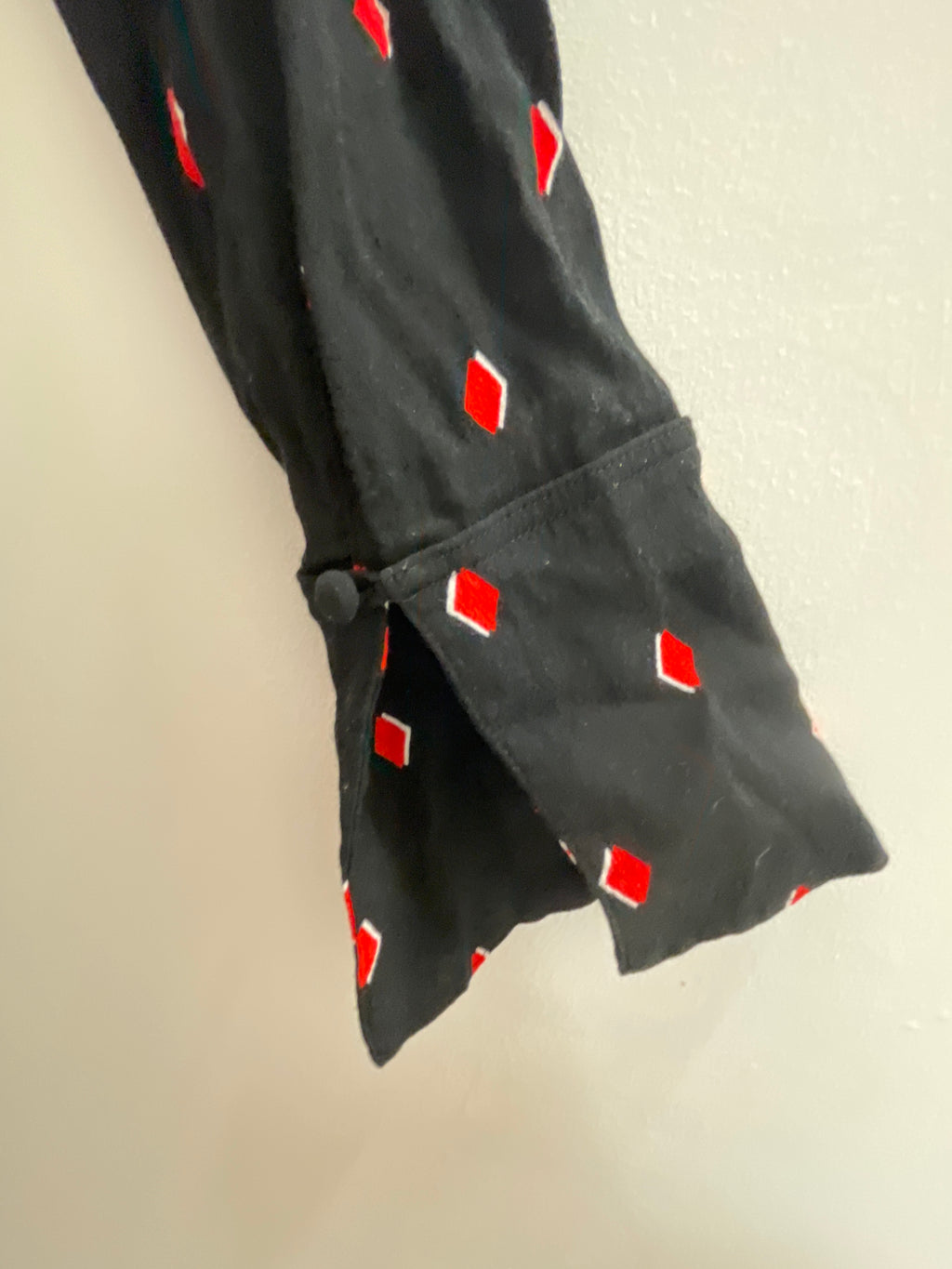 Rubynee Vintage y2k Next red diamond spot crew neck black dress