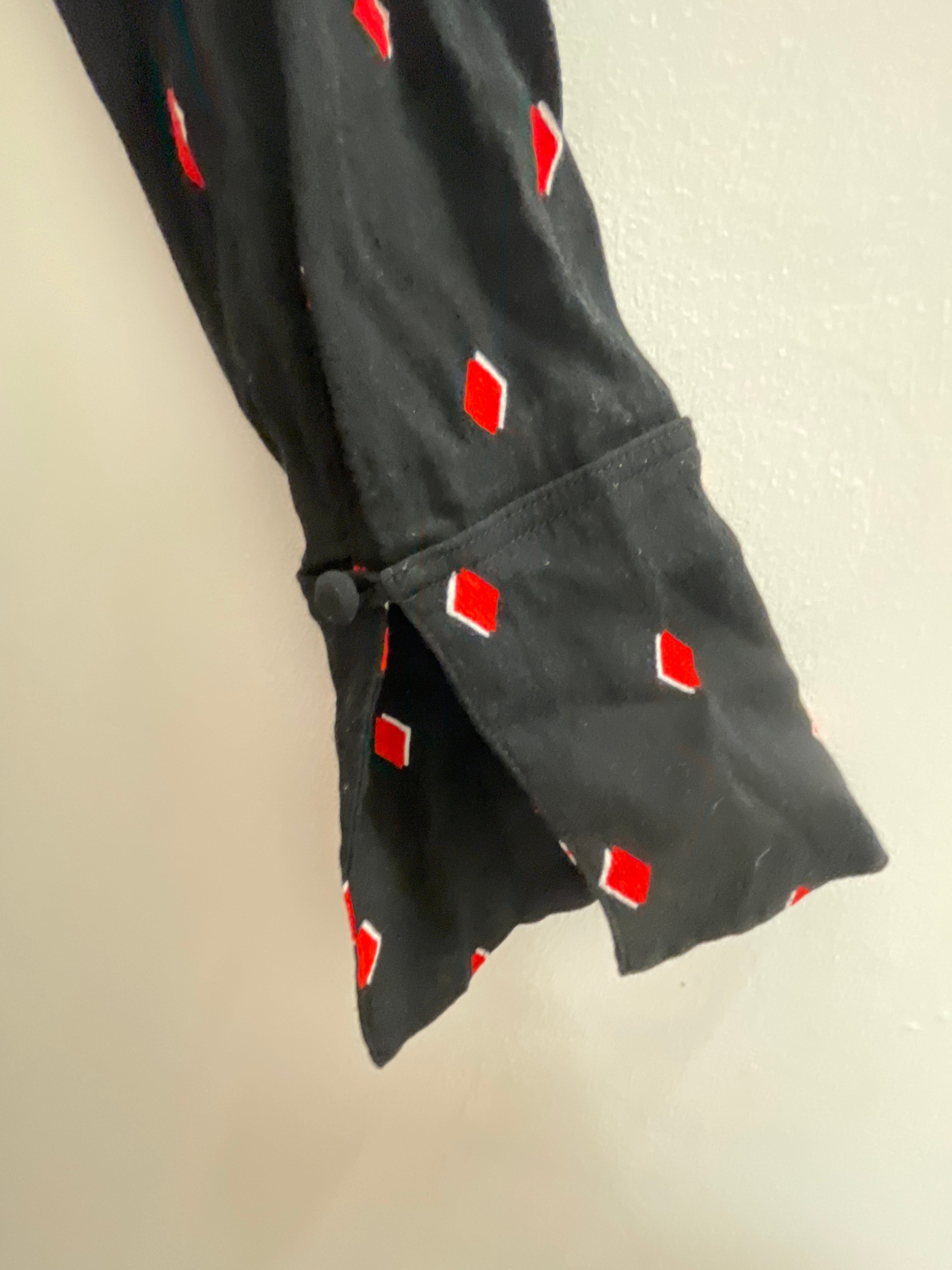 Rubynee Vintage y2k Next red diamond spot crew neck black dress