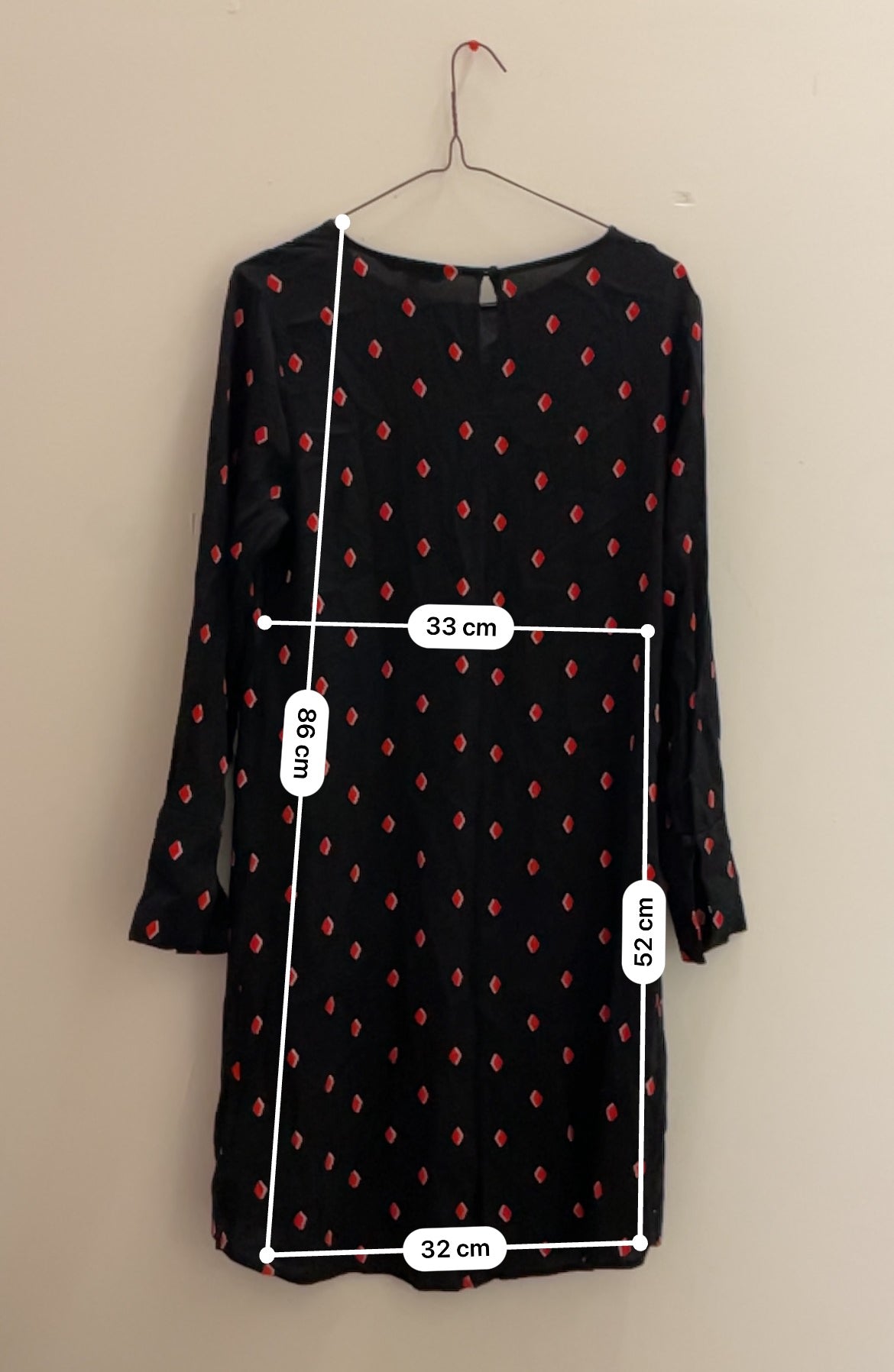 Next red diamond spot crew neck black dress
