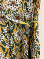 Rubynee Vintage y2k sleeveless floral print crew neck mini yellow dress