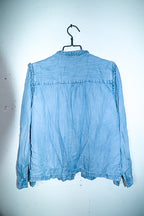 Vintage Marks & Spencer Womens Blue denim ruffle Button-Up top in M|L27 19|SKU 6640