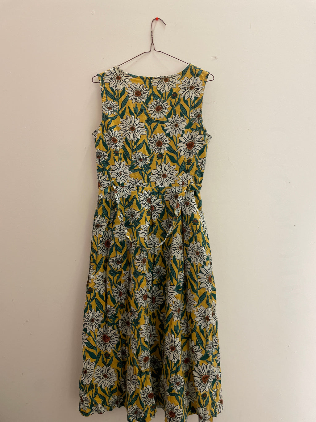 Rubynee Vintage y2k sleeveless floral print crew neck mini yellow dress