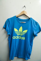 Vintage small blue Adidas logo print tees