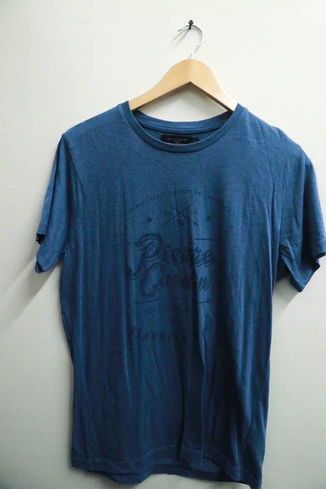 Vintage Pierre Cardin print Navy blue mens tees
