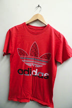 vintage red Adidas graphics logo monogram small tees