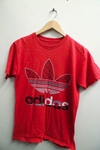 vintage red Adidas graphics logo monogram small tees