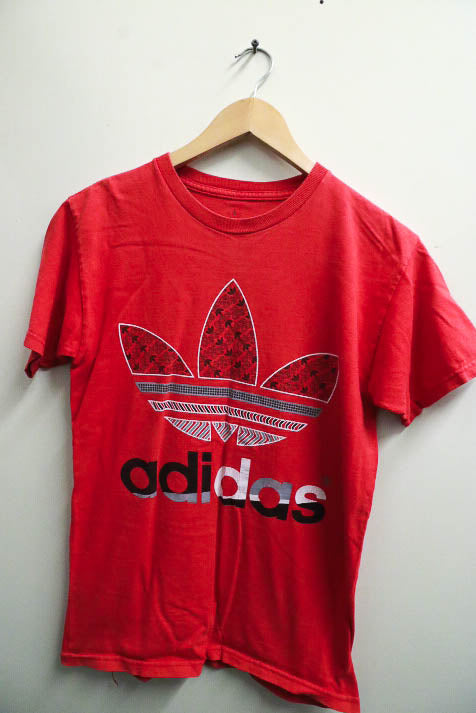 vintage red Adidas graphics logo monogram small tees