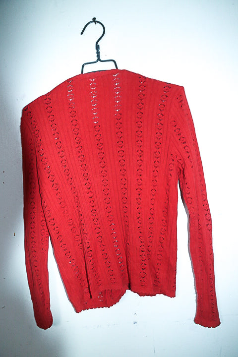 Vintage women Nathael red knitted button up cardigan S/M|L24 W17|SKU 6643