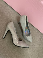 Rubynee Vintage y2k Ladies Anne Michelle Silver sparkling high heel Shoes'
