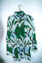 Vintage men African floral print multi kneelength shirt in M/L|L37 W21|SKU 6646