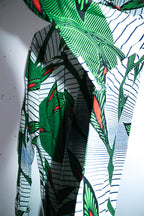 Vintage men African floral print multi kneelength shirt in M/L|L37 W21|SKU 6646