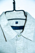 Vintage men cream premium casual slim fit short sleeve shirt in M|L31 W21|SKU 6647