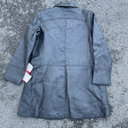 90's Deadstock Y2K Black Leather Stiche Coat Jacket, Vintage Goth Buffy Grunge Black Leather Coat, Size S  L/ xl  L 35 W 23 SKU 5307