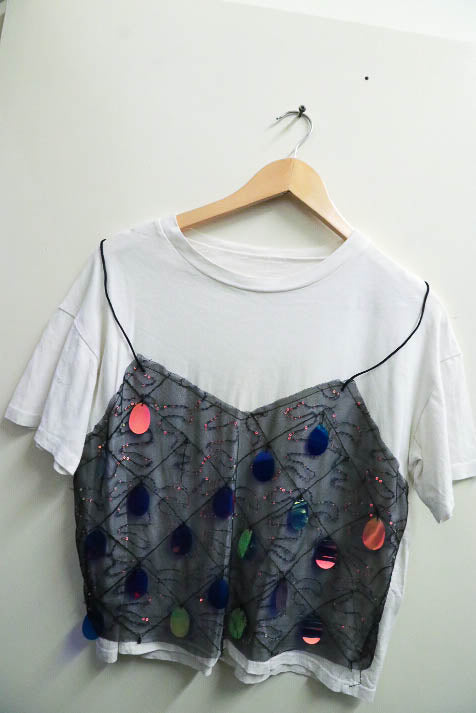 Vintage womens flower embroidery white tshirt
