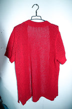 Vintage crochet women open front red cardigan in L/XL|L31W22|SKU 6649