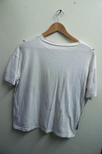 Vintage womens flower embroidery white tshirt