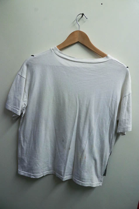 Vintage womens flower embroidery white tshirt