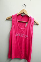 Vintage Pink active letter print tank top