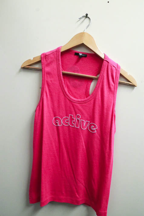 Vintage Pink active letter print tank top