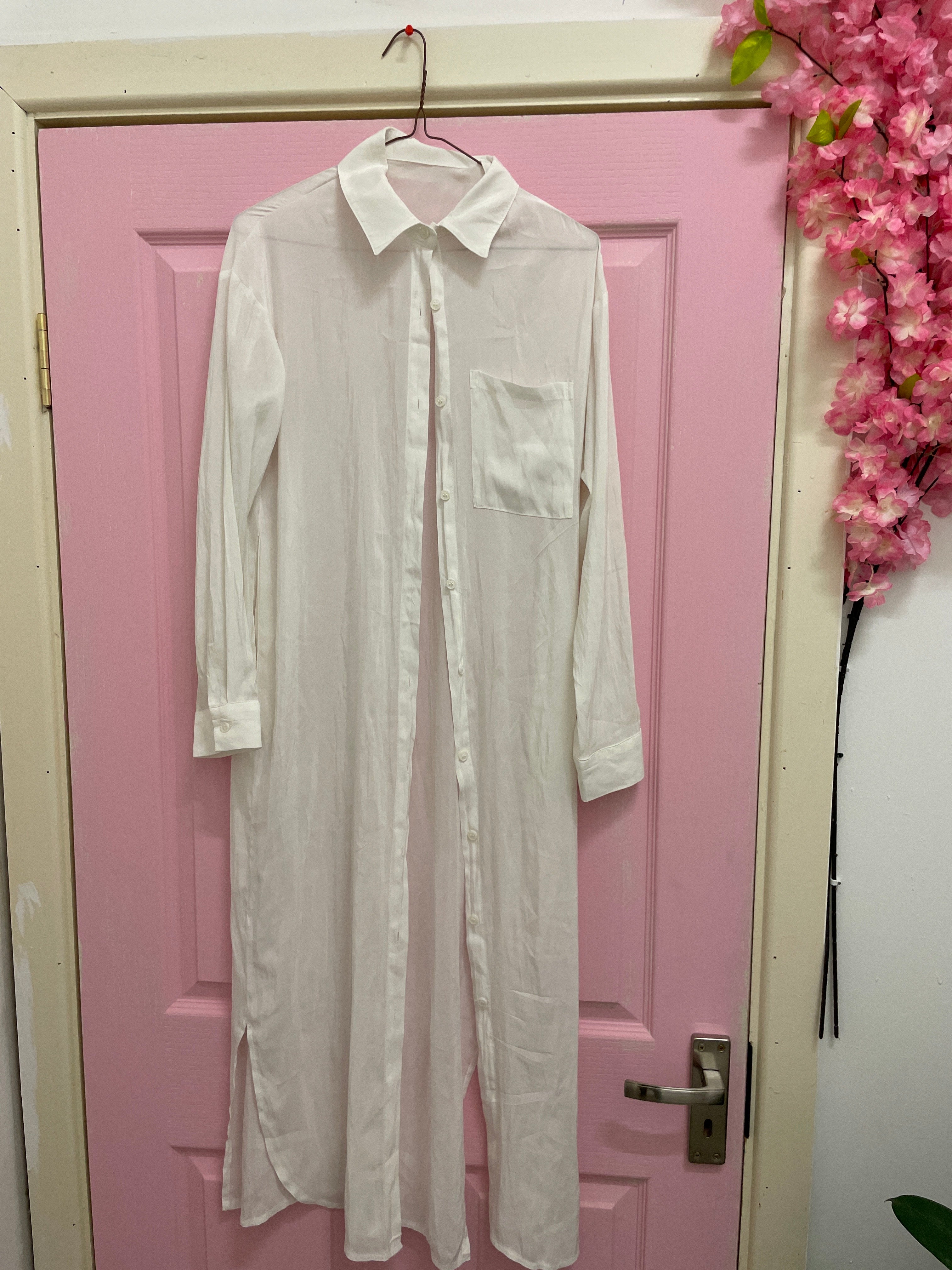 Rubynee Vintage y2k White Fiona Midi Shirt Dress