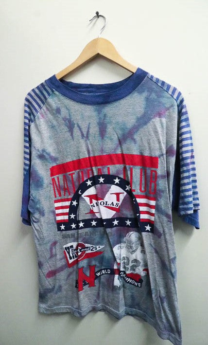 Vintage Nature club graphics blue mens tshirt