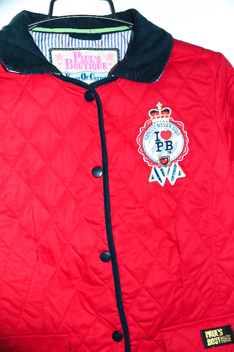 Vintage Paul's Boutique Womens Red Quilted Jacket in M|L28 W19|SKU 6651