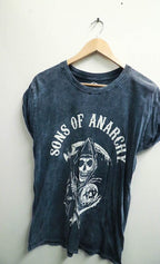 Vintage son of anarchy print grey top uk 10