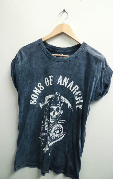 Vintage son of anarchy print grey top uk 10